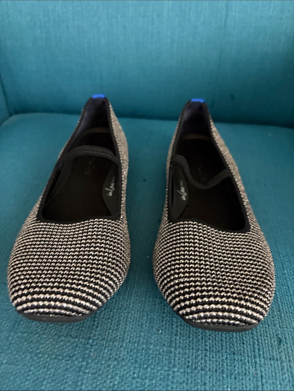 Rothy's Black and White Knit Ballet Flats